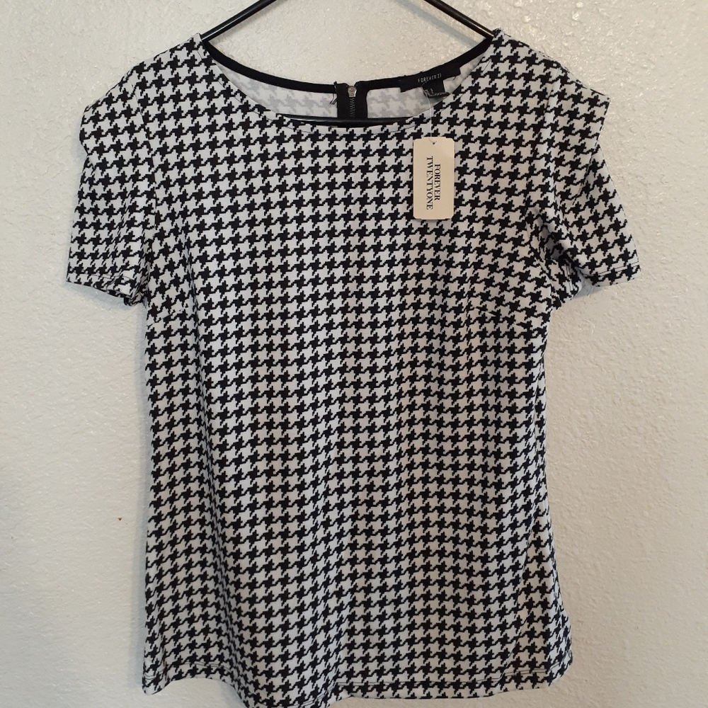 houndstooth print blouse